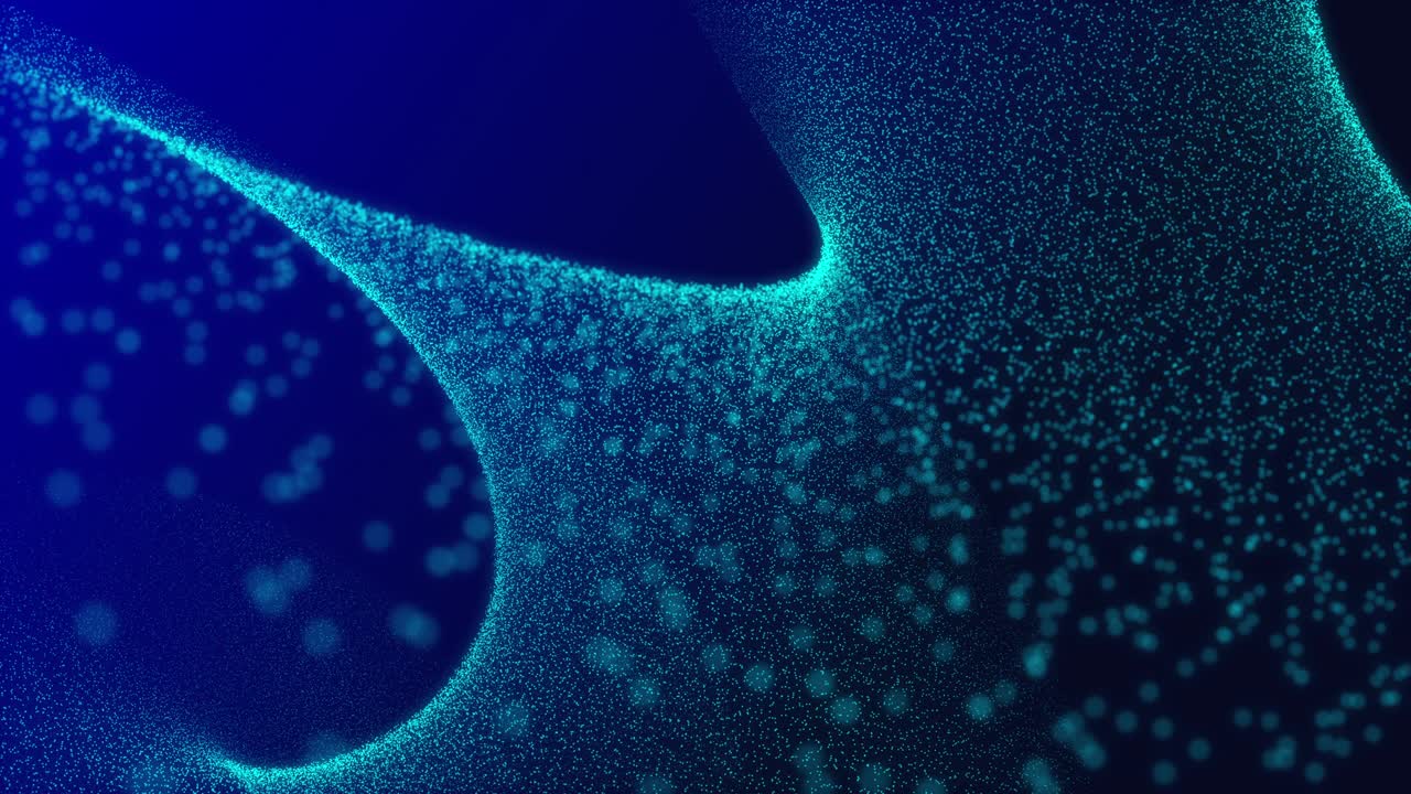 어두운 파란색 배경에 파란색 회전 입자 파동