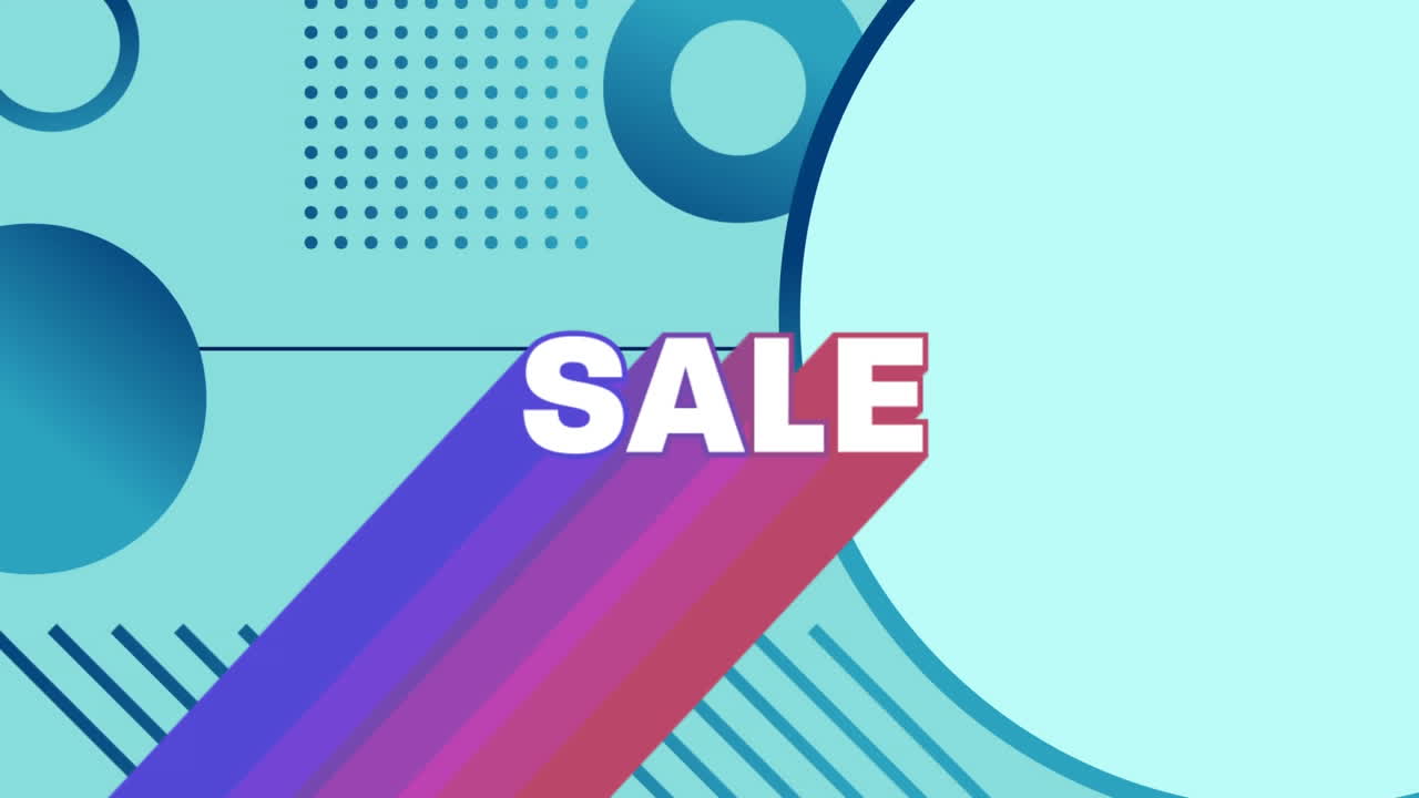 gráfico de venta con formas geométricas azules sobre un fondo azul