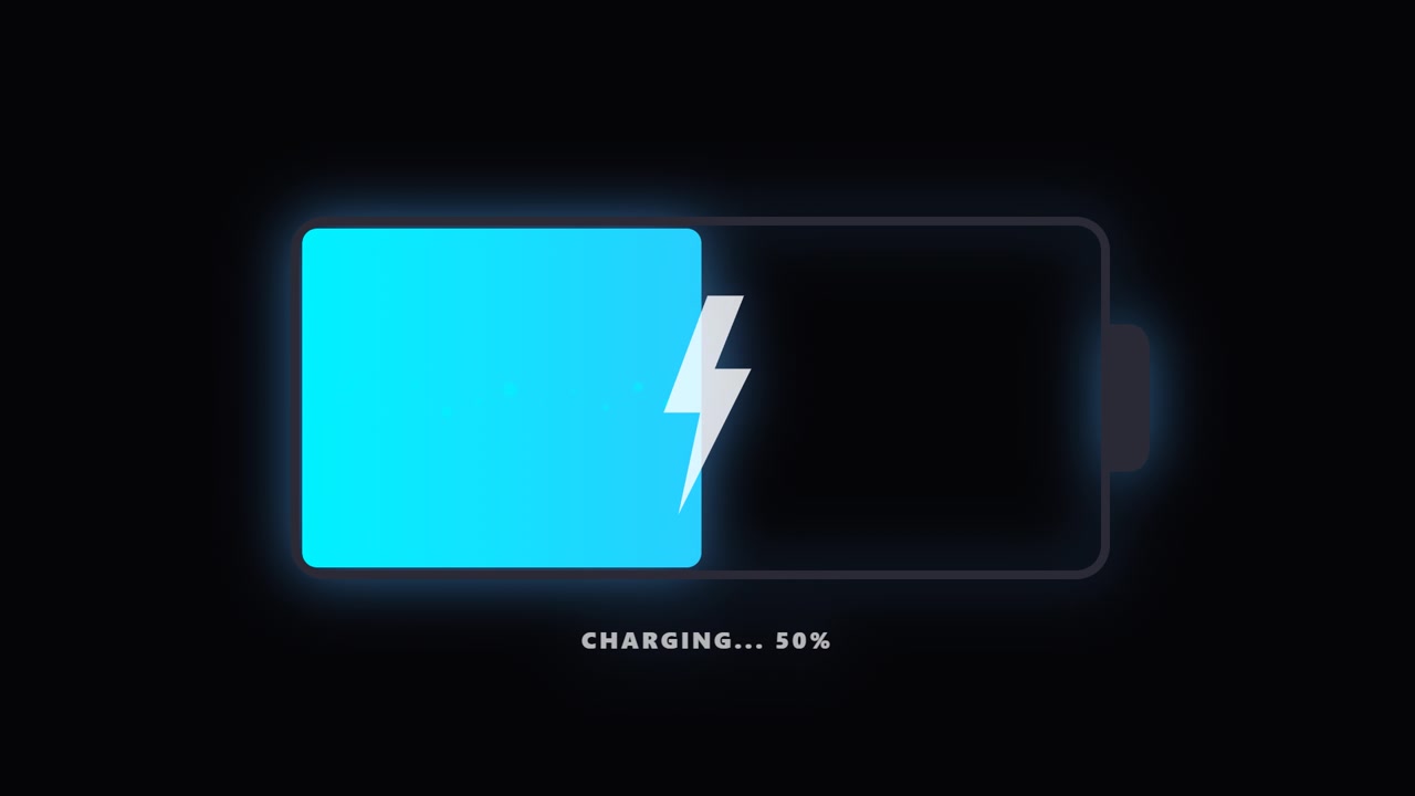 Digital Battery Charging Animation with Percentage Counter