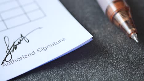 authorized signature on a document