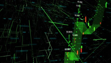 Animation-of-financial-data-processing-over-circuit-board