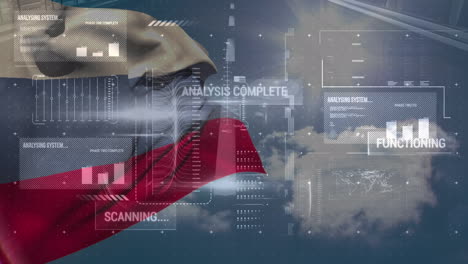 animation of data processing over flag of russia