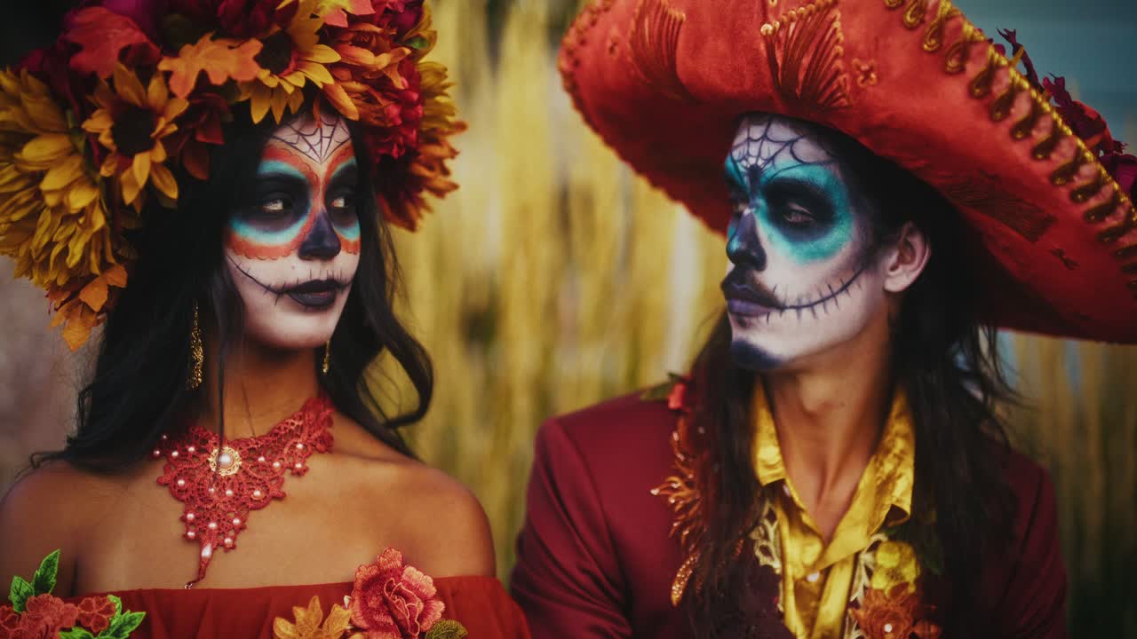 Coppia in costumi del Día de Muertos