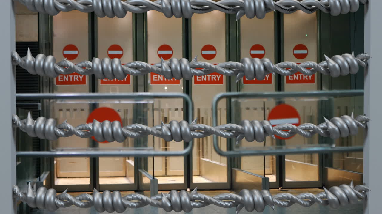 공항에서 걸어다니는 사업가에 대한 가시 전선