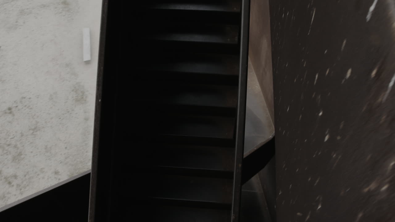 Abstract, geometric steel stairway