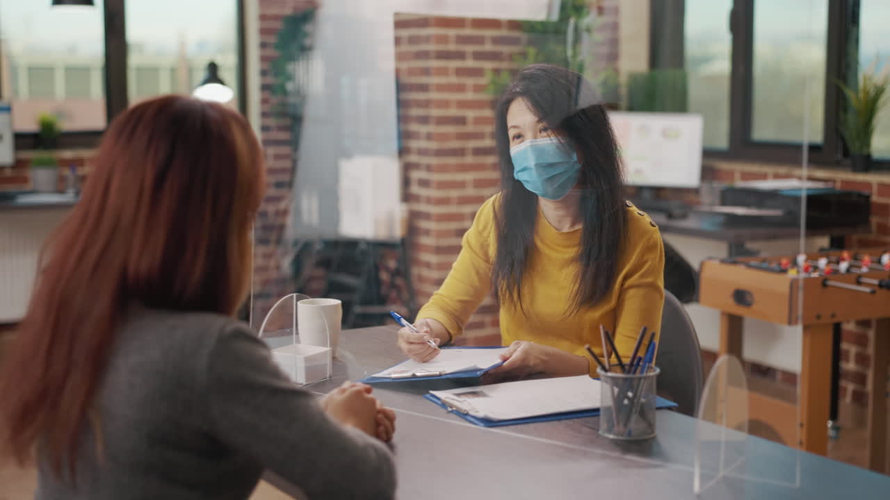 HR worker having appointment with candidate at job interview