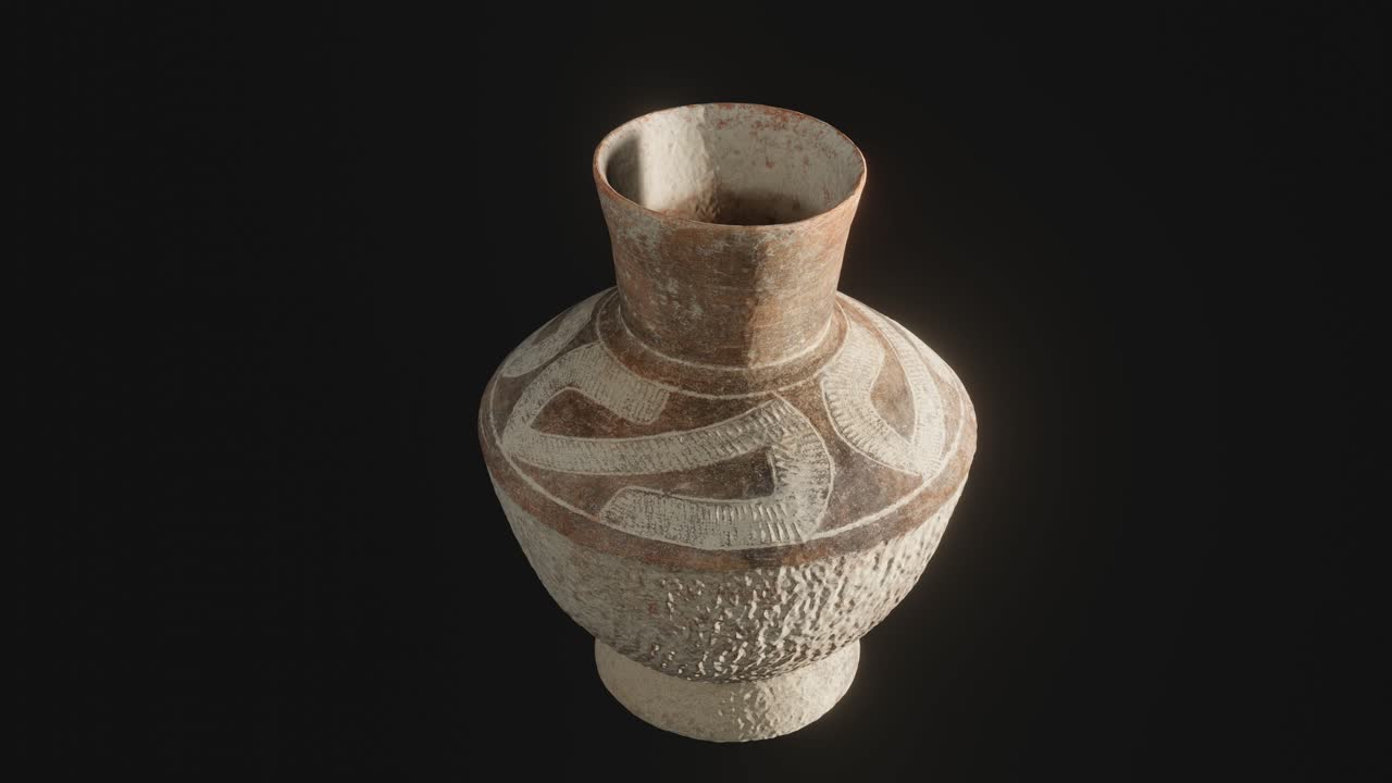 tarro tailandés, c. 1000 a. c., órbitas de cámara cg