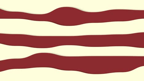 red and cream waving background stripes, seamless looping animation