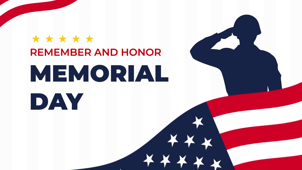 Animated Memorial Day Greeting with Saluting Soldier and American Flag