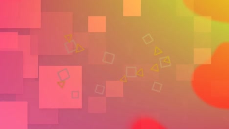 Animation-of-yellow-to-pink-gradient-with-squares-in-background