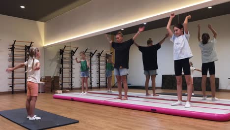 girls gymnastics training session