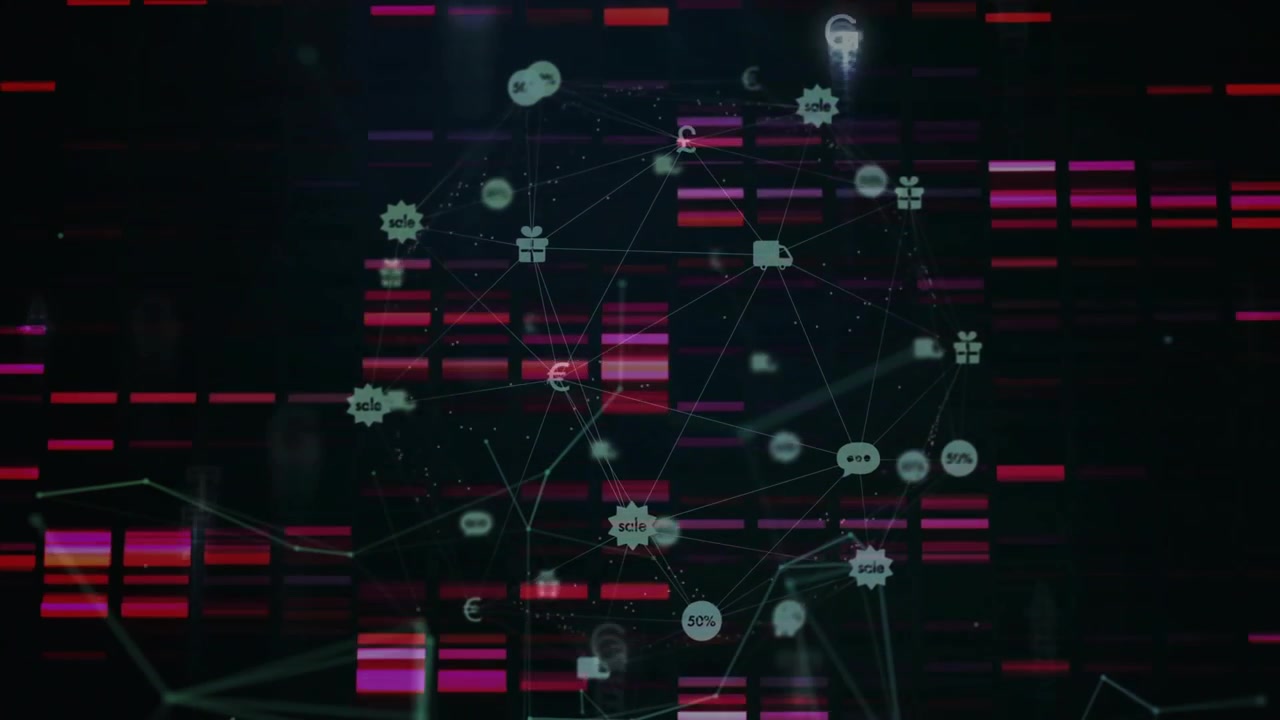 Digital Network Globe with E-commerce Icons and Data Streams