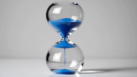 hourglass with blue sand