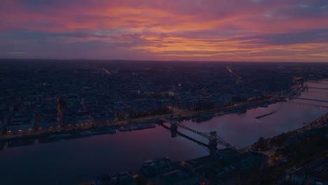 breathtaking drone flight above the stunning city of budapest at dawn