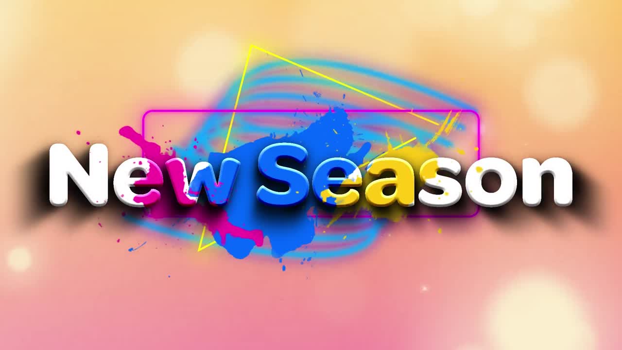 animación del texto de la nueva temporada sobre formas de neón