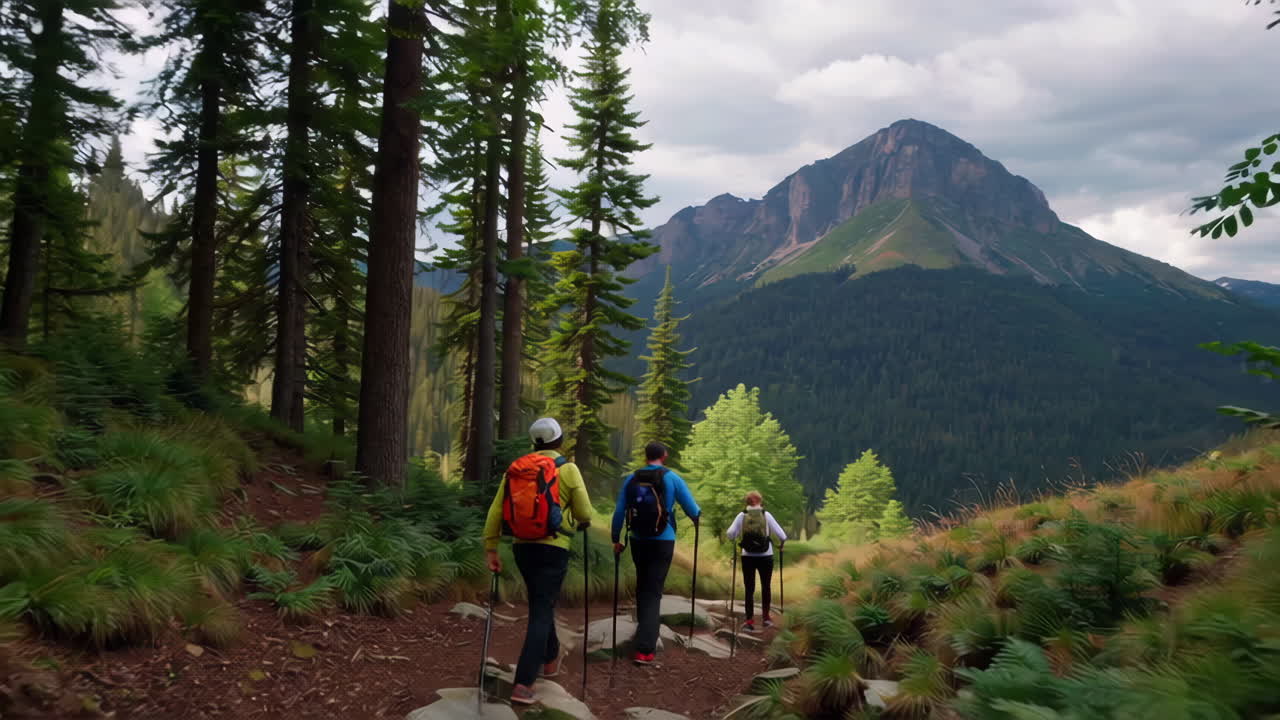 Hikers in a Mountain Forest