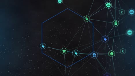 animazione della rete di connessioni su sfondo nero