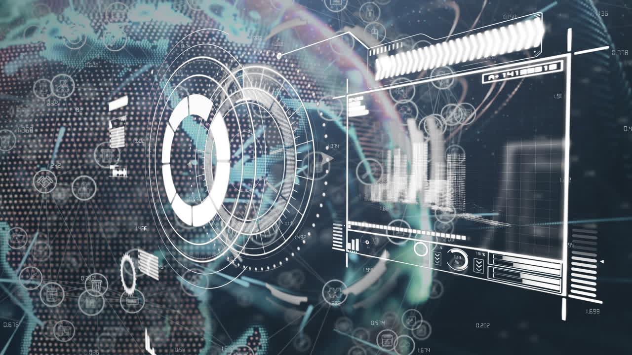 animación del procesamiento de datos financieros en todo el mundo