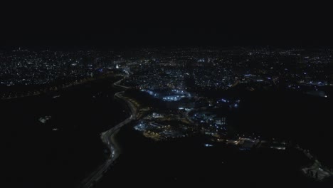 jerusalem city at night main entrance panorama, aerial view