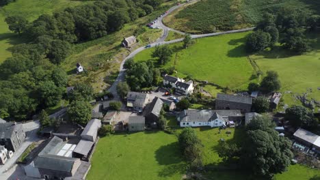 Aerial-view-of-idyllic-Buttermere-Village-in-English-Lake-District---UK