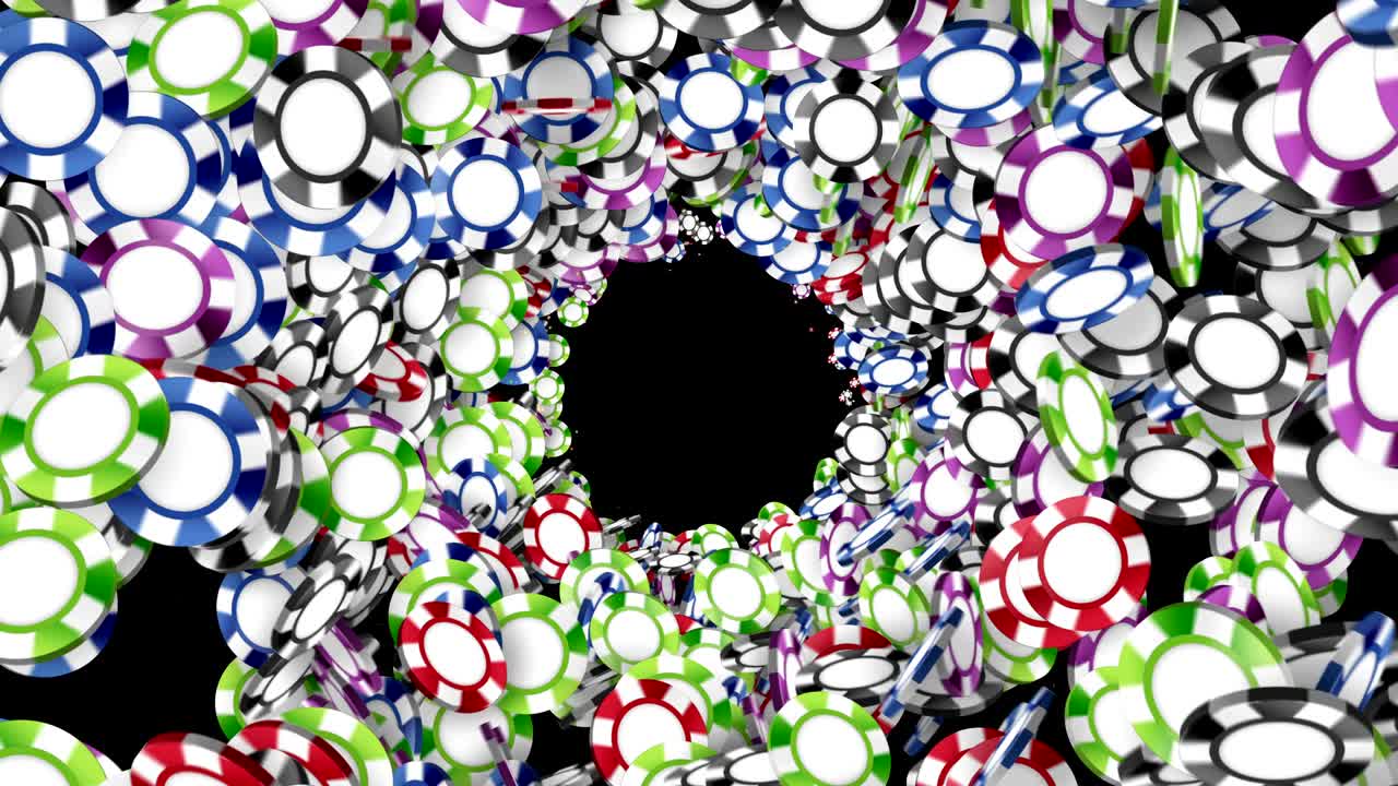 las partículas de los chips de casino, animación cg