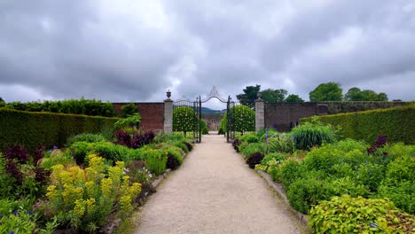 powerscourt gardens beautiful guilded gates to walled gardens, one of the amazing features of the garden in wicklow ireland