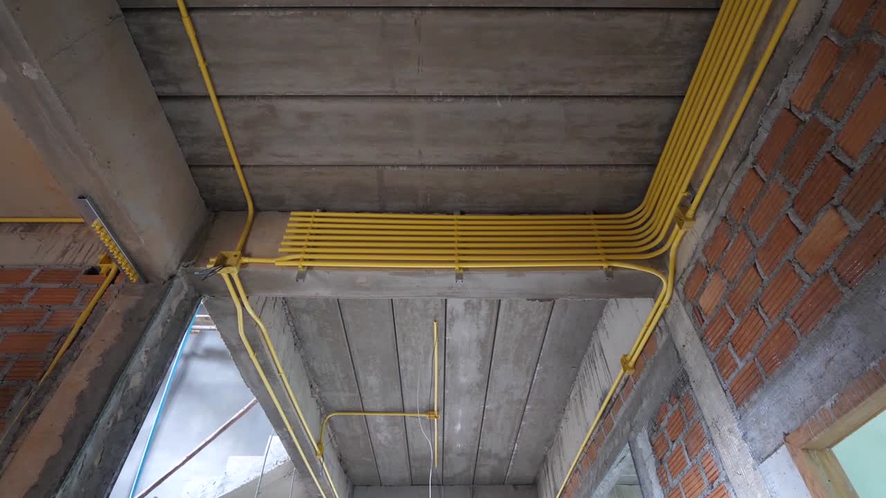 estructura de techo de fábrica, tubería, nadie-3