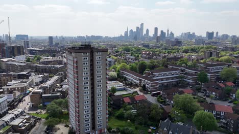 tower block london bethnal green uk ascending drone,aerial