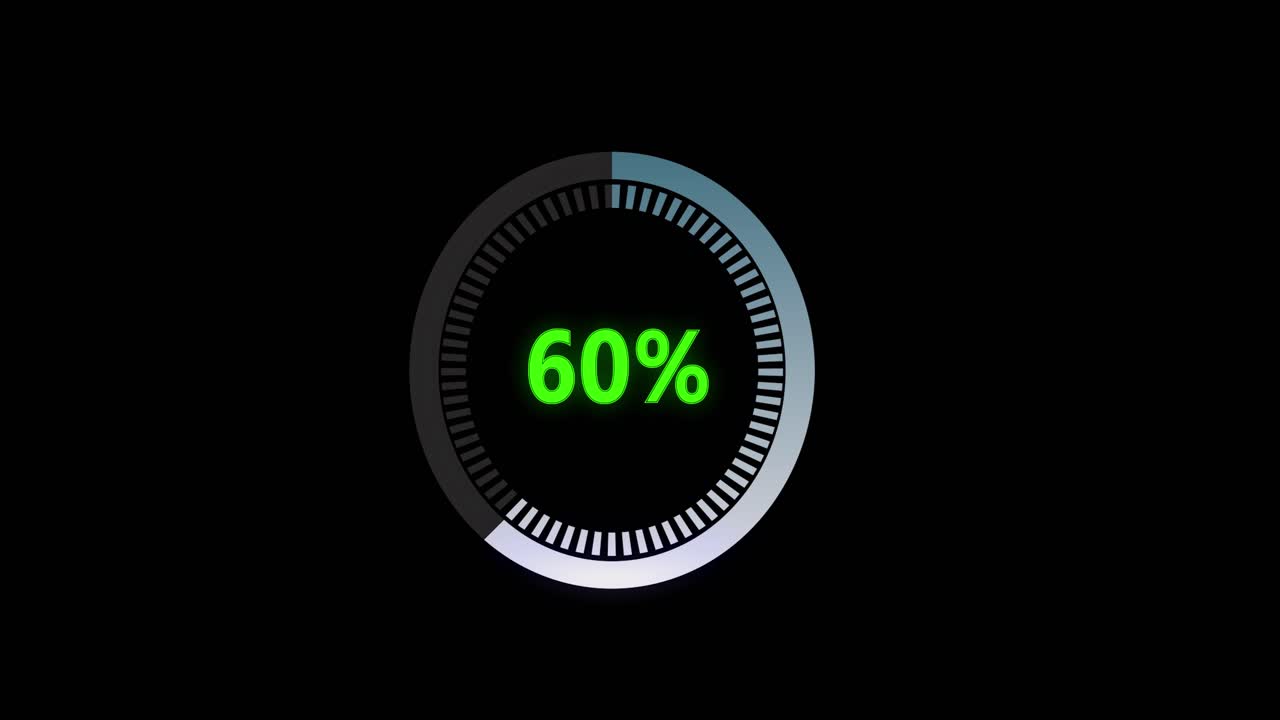 Circular percentage progress bar on transparent background