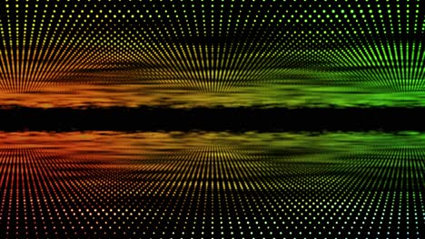 digital disco dot 3d animation motion graphic tunnel dot glow lighting mirror particles on abstract black background loop visual effect live performance title 4k yellow lime orange