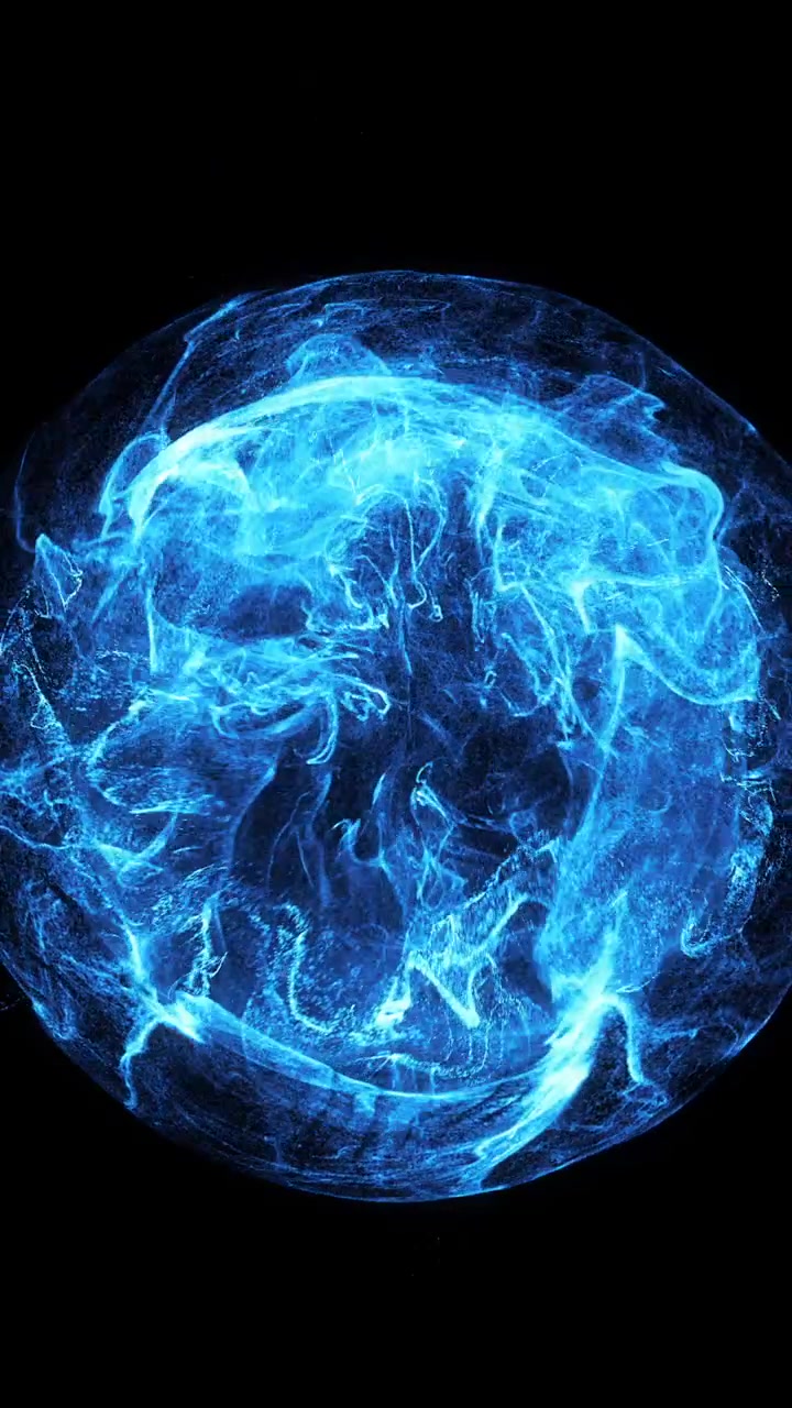 Sfera di energia blu astratta che si espande e si dissolve