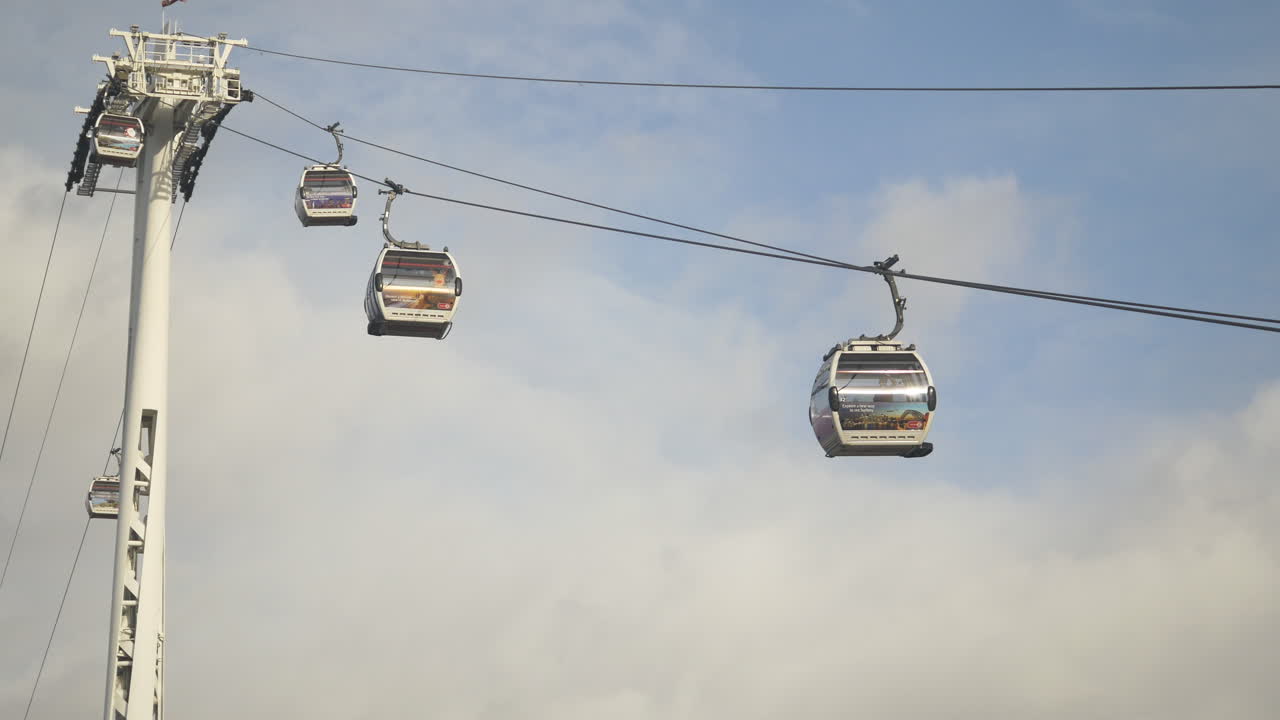 Cable car mass transit system carrying commuters to their destination in London England