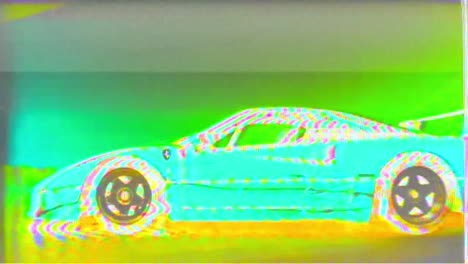retro glitch effect: ferrari f40 supercar