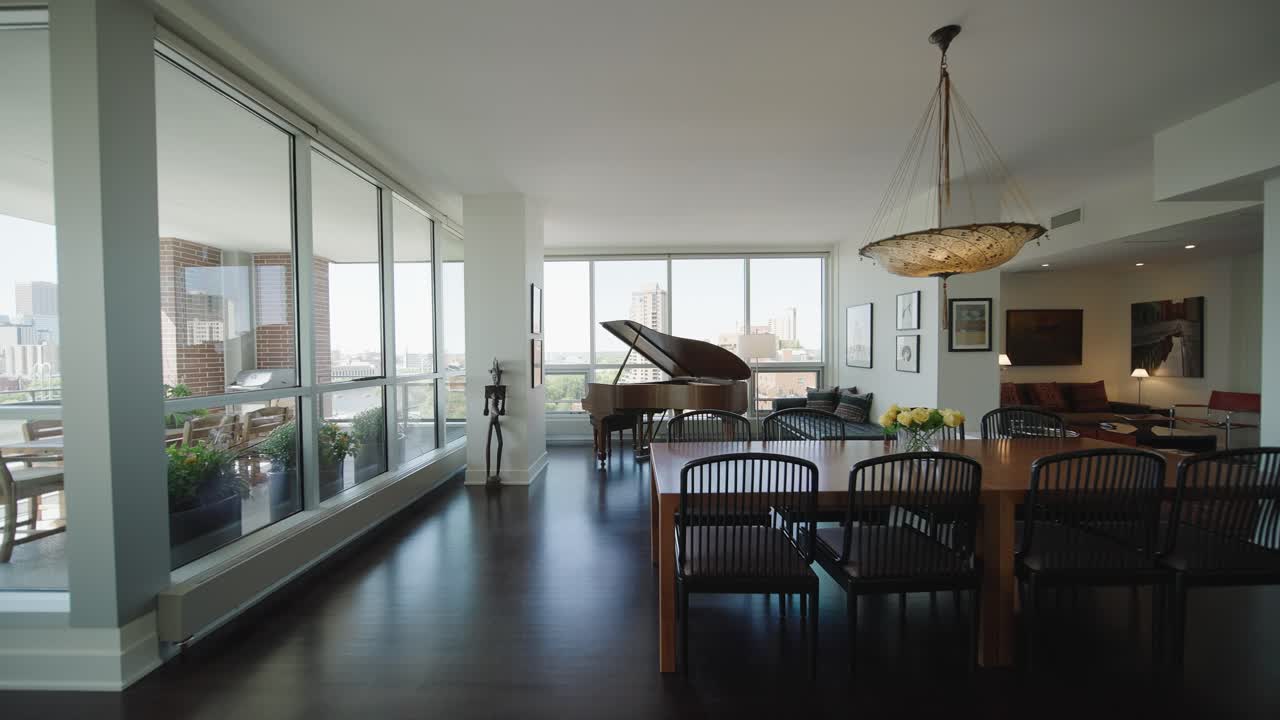 push in shot of a modern dining area
