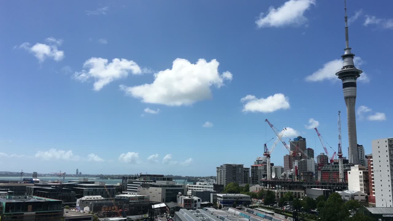 오클랜드 시의 도시 풍경의 파노라마 항공 풍경