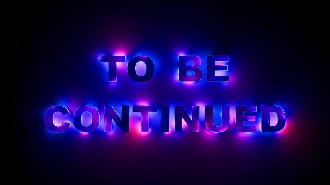 To Be Continued Neon Glowing Gradient Text Loop with Futuristic Motion. Looped animation. 3D rendering