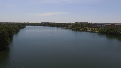 aerial view of the ladybird lake in austin, tx