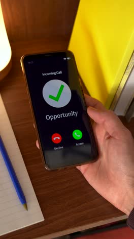 smartphone ringing with a new opportunity for you. vertical shot.