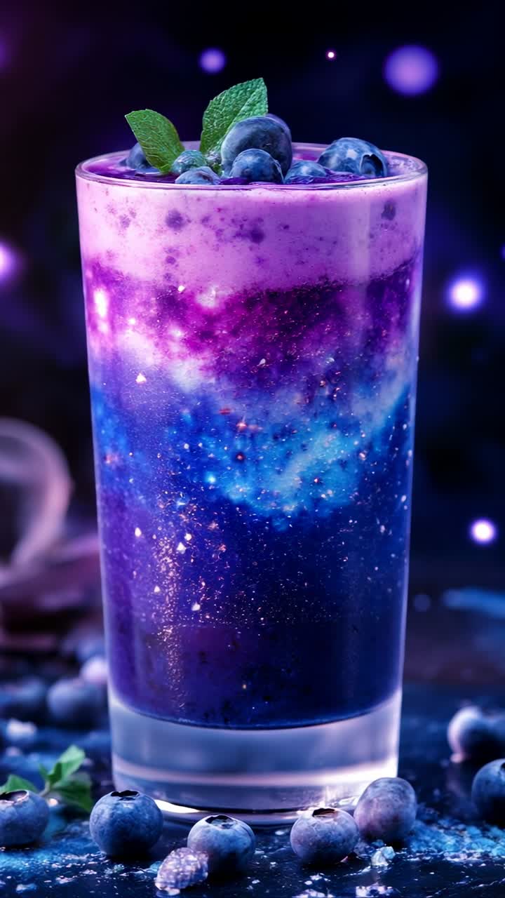 Concediti una bevanda a tema galattico infusa con mirtilli freschi e foglie di menta rinfrescante