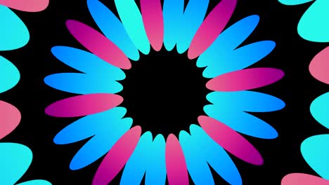 diseño gráfico que gira en el centro y aumenta el tamaño, para cubrir todo el fondo y desaparecer.