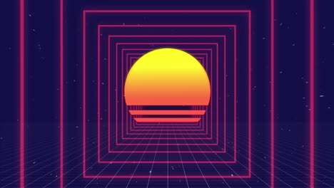 sol digital y cuadrados futuristas