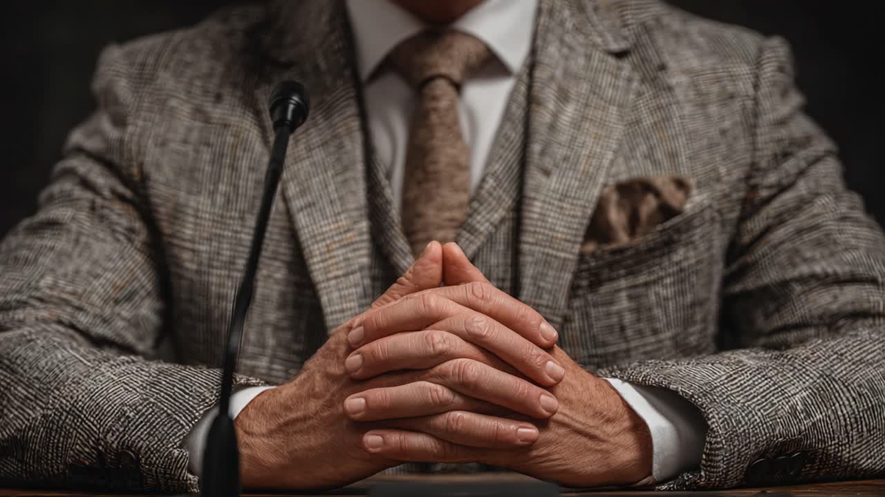 A Professional Setting: An Elegant Individual in a Tailored Suit, Demonstrating Poise and Authority During an Engaging Discussion or Presentation