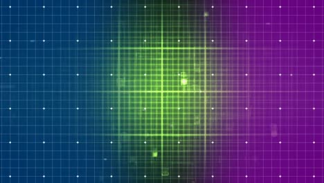 ondas sonoras y efectos de luz contra el patrón de cuadrícula colorida