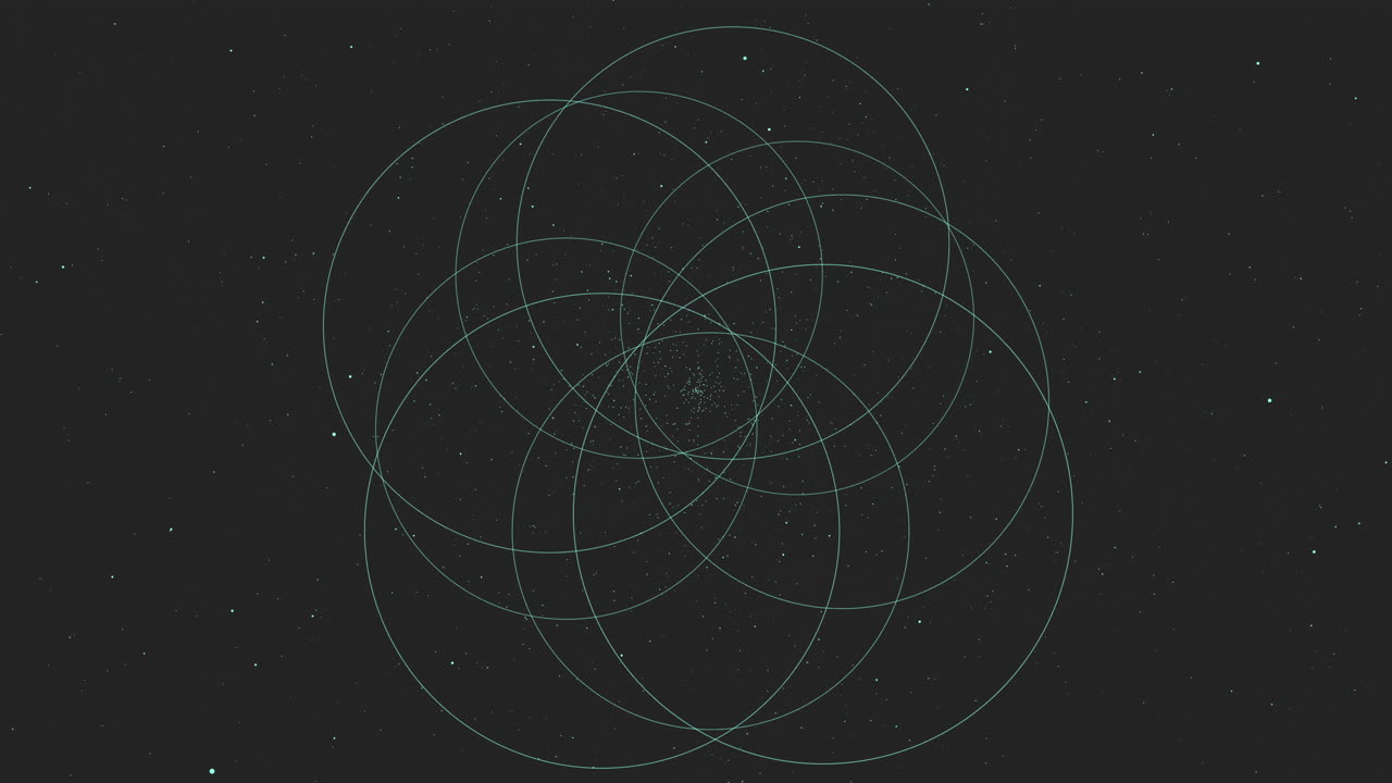 검은 공간에 미래의 원형 패턴