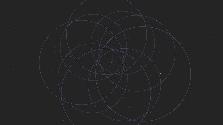 Futuristic circles pattern on black space