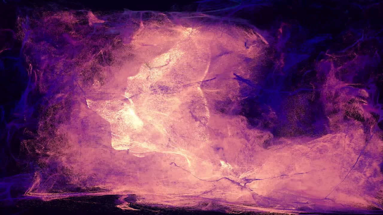 las partículas de brillo se extienden en la cámara como efecto de tinta. la bola emisora emite remolinos de partículas de brilla que forman rastros de luz. luma mate como canal alfa. nube de partículas. bg colorido hermoso con partículas