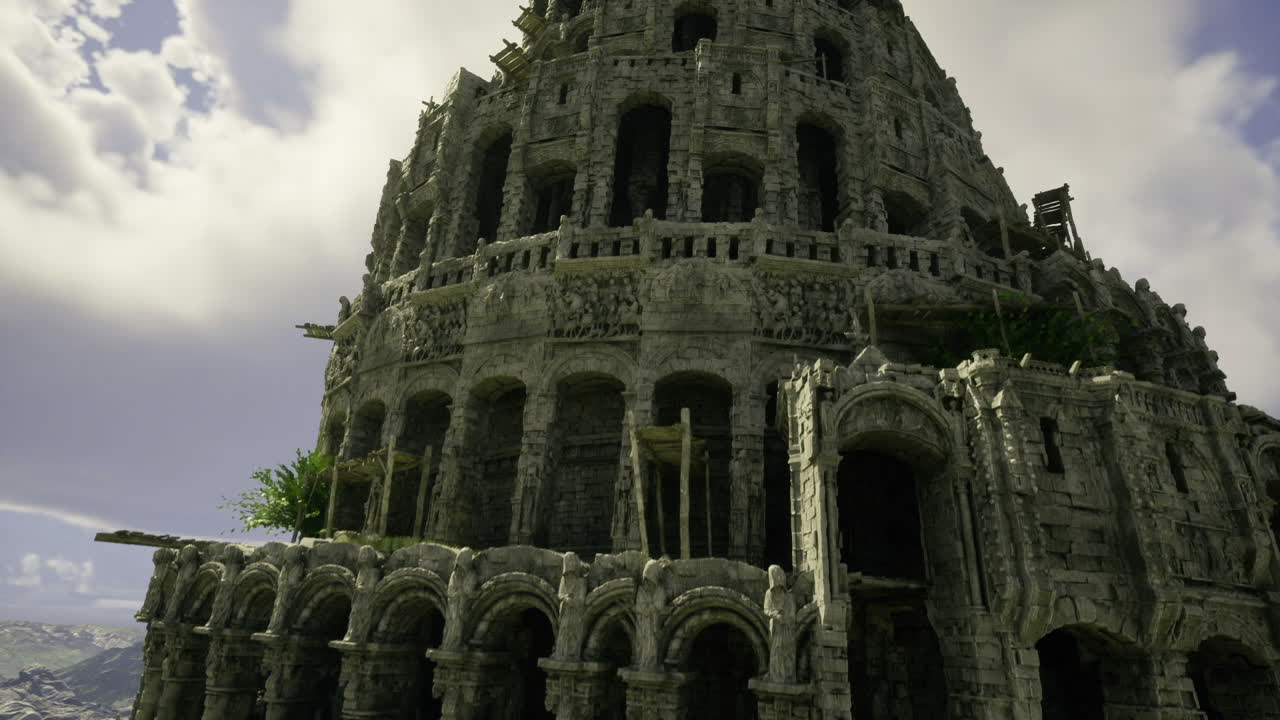 Il cielo che si schiarisce mette in risalto la torre e le caratteristiche naturali del paesaggio