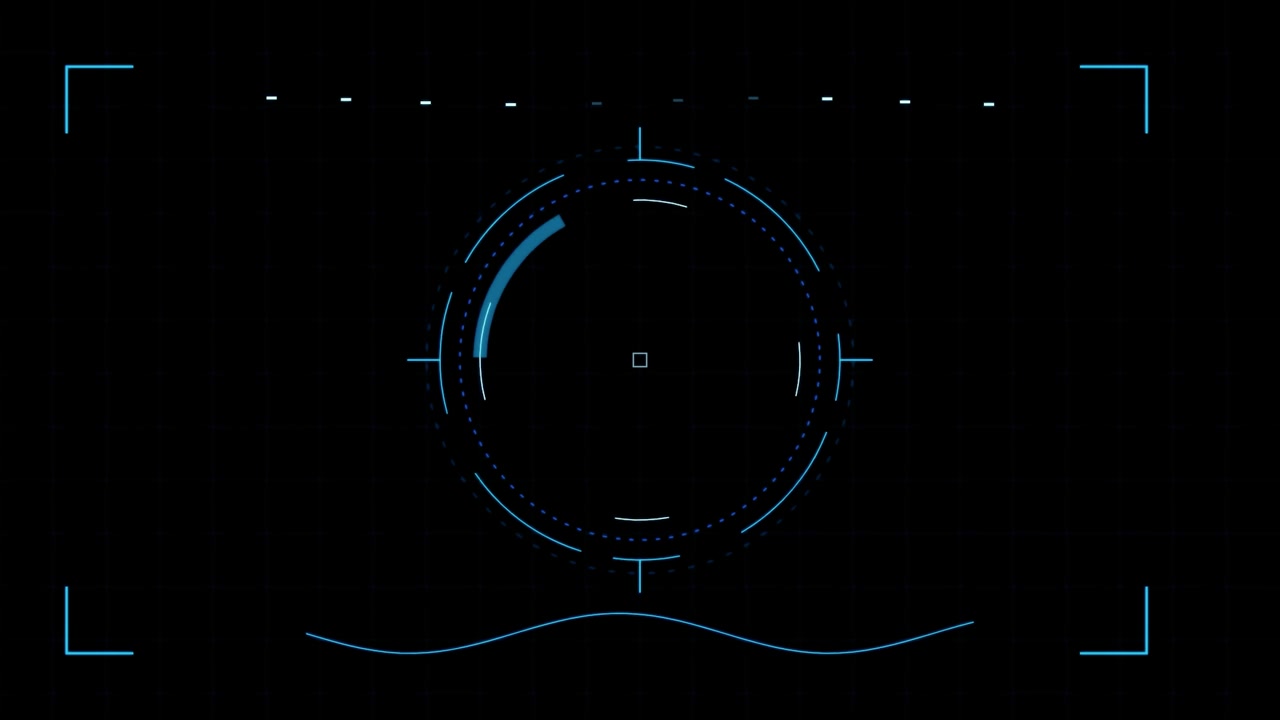 Futuristic Digital HUD Interface with Rotating Circular Scan