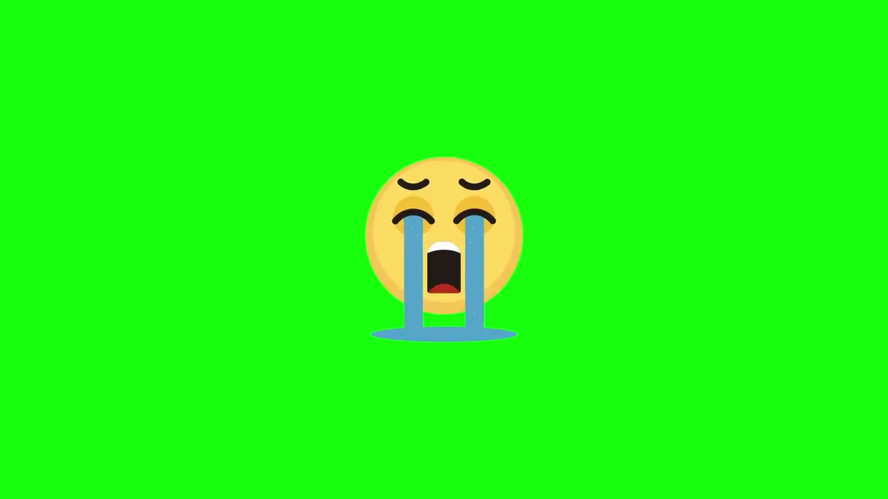 Animated Crying Emoji on Green Screen Background