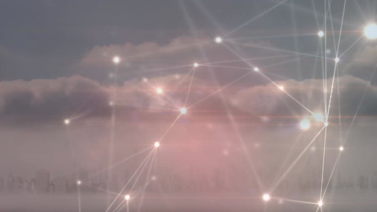 animación de redes de conexiones sobre el paisaje